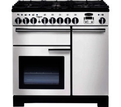RANGEMASTER  Professional Deluxe 90 Dual Fuel Range Cooker - White & Chrome